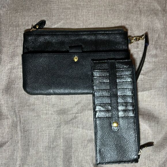 Lodis Olivia Black Italian Leather Wristlet Wallet Combo. NWOT - Picture 5 of 9